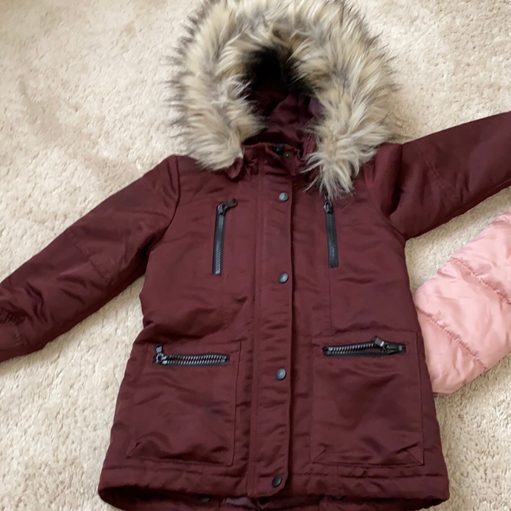 H&M burgundy winter jacket for girls